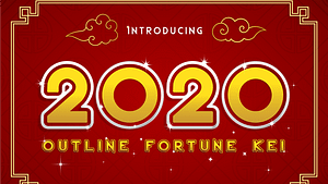 2020 Outline Fortune Kei Font (FREE), Outline with Retro-Futuristic Style