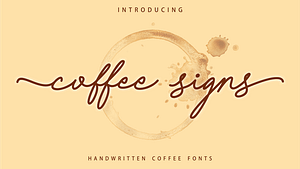 Coffee Signs Font (FREE), Font Monoline Kasual Bertemakan Kopi