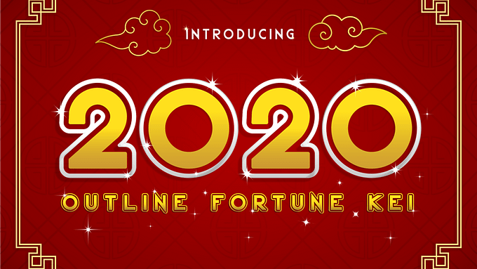 2020 Outline Fortune Kei Font (FREE), Font dengan Gaya Retro-Futuristik