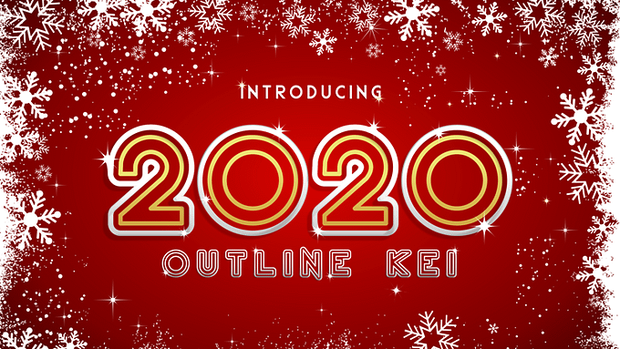 2020 Outline Kei Font (FREE), Font Outline Futuristik